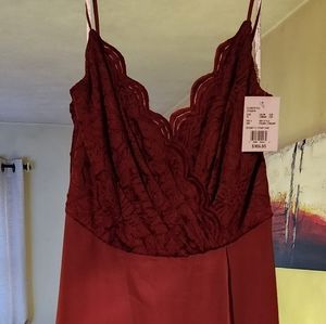 Spaghetti strap high low bridesmaids dress in cinnamon. Size 14, new with tags